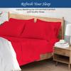 100% Organic Cotton Rich Heavy 1500-TC Percale Weave 4-PCs Sheet Set Fits Mattress 15-18'' Fully Elastic Deep Pocket (Grand King Size) (Stripe, Red) view 3