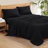 100% Organic Cotton Rich Heavy 1500-TC Percale Weave 4-PCs Sheet Set Fits Mattress 15-18'' Fully Elastic Deep Pocket (Grand King Size) (Solid, Black) view 1