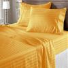 100% Organic Cotton Rich Heavy 1500-TC Percale Weave 6-PCs Sheet Set (1 Fitted, 1 Flat, 4 Pillowcase) Fits Mattress 16-20'' Fully Elastic Deep Pocket (Queen Size) (Stripe, Gold) view 1