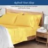 100% Organic Cotton Rich Heavy 1500-TC Percale Weave 6-PCs Sheet Set (1 Fitted, 1 Flat, 4 Pillowcase) Fits Mattress 16-20'' Fully Elastic Deep Pocket (Queen Size) (Stripe, Gold) view 3