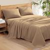 100% Organic Cotton Rich Heavy 1500-TC Percale Weave 4-PCs Sheet Set Fits Mattress 15-18'' Fully Elastic Deep Pocket (Grand King Size) (Solid, Taupe) view 1
