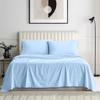 100% Organic Cotton Rich Heavy 1500-TC Percale Weave 4-PCs Sheet Set Fits Mattress 15-18'' Fully Elastic Deep Pocket (Grand King Size) (Stripe, Light Blue) view 2