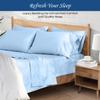 100% Organic Cotton Rich Heavy 1500-TC Percale Weave 4-PCs Sheet Set Fits Mattress 15-18'' Fully Elastic Deep Pocket (Grand King Size) (Stripe, Light Blue) view 3