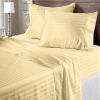 100% Organic Cotton Rich Heavy 1500-TC Percale Weave 4-PCs Sheet Set Fits Mattress 15-18'' Fully Elastic Deep Pocket (Grand King Size) (Stripe, Beige) view 1