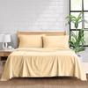 100% Organic Cotton Rich Heavy 1500-TC Percale Weave 4-PCs Sheet Set Fits Mattress 15-18'' Fully Elastic Deep Pocket (Grand King Size) (Stripe, Beige) view 2