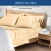 100% Organic Cotton Rich Heavy 1500-TC Percale Weave 4-PCs Sheet Set Fits Mattress 15-18'' Fully Elastic Deep Pocket (Grand King Size) (Stripe, Beige) view 3