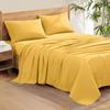 100% Organic Cotton Rich Heavy 1500-TC Percale Weave 4-PCs Sheet Set Fits Mattress 15-18'' Fully Elastic Deep Pocket (Emperor Size) (Solid, Gold) view 1