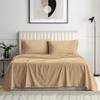 100% Organic Cotton Rich Heavy 1500-TC Percale Weave 4-PCs Sheet Set Fits Mattress 15-18'' Fully Elastic Deep Pocket (Grand King Size) (Stripe, Taupe) view 2