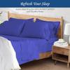100% Organic Cotton Rich Heavy 1500-TC Percale Weave 4-PCs Sheet Set Fits Mattress 15-18'' Fully Elastic Deep Pocket (Emperor Size) (Stripe, Royal Blue) view 2