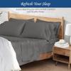 100% Organic Cotton Rich Heavy 1500-TC Percale Weave 4-PCs Sheet Set Fits Mattress 15-18'' Fully Elastic Deep Pocket (Grand King Size) (Stripe, Grey) view 3
