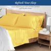 100% Organic Cotton Rich Heavy 1500-TC Percale Weave 4-PCs Sheet Set Fits Mattress 15-18'' Fully Elastic Deep Pocket (Grand King Size) (Stripe, Gold) view 3