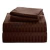100% Organic Cotton Rich Heavy 1500-TC Percale Weave 6-PCs Sheet Set (1 Fitted, 1 Flat, 4 Pillowcase) Fits Mattress 16-20'' Fully Elastic Deep Pocket (King Size) (Stripe, Chocolate) view 1