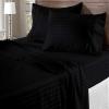 100% Organic Cotton Rich Heavy 1500-TC Percale Weave 4-PCs Sheet Set Fits Mattress 15-18'' Fully Elastic Deep Pocket (Grand King Size) (Stripe, Black) view 1