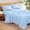 100% Organic Cotton Rich Heavy 1500-TC Percale Weave 4-PCs Sheet Set Fits Mattress 15-18'' Fully Elastic Deep Pocket (Grand King Size) (Solid, Light Blue) view 1