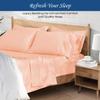 100% Organic Cotton Rich Heavy 1500-TC Percale Weave 4-PCs Sheet Set Fits Mattress 15-18'' Fully Elastic Deep Pocket (Grand King Size) (Stripe, Peach) view 3