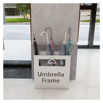 Umbrella Racks Metal Commercial Umbrella Stand Holder, Modern Umbrella Storage Basket for Hotel Offices, with Independent Drip Tray (Color : White, Size : 36x13x41cm)