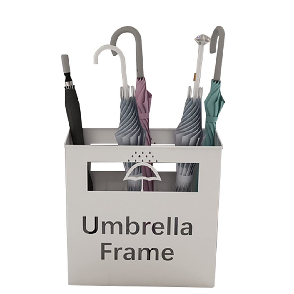 Umbrella Racks Large-Capacity Umbrella Stand Holder, Modern Umbrella Tube with Independent Drip Tray, Space-Saving Entrance Umbrella Basket, 3 Colors (Color : White, Size : 36x13x41cm)