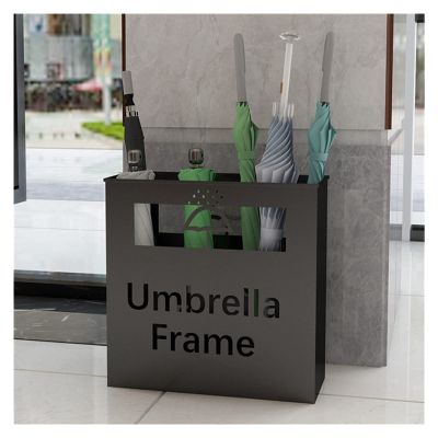 Umbrella Racks Metal Commercial Umbrella Stand Holder, Modern Umbrella Storage Basket for Hotel Offices, with Independent Drip Tray (Color : Black, Size : 36x13x41cm)
