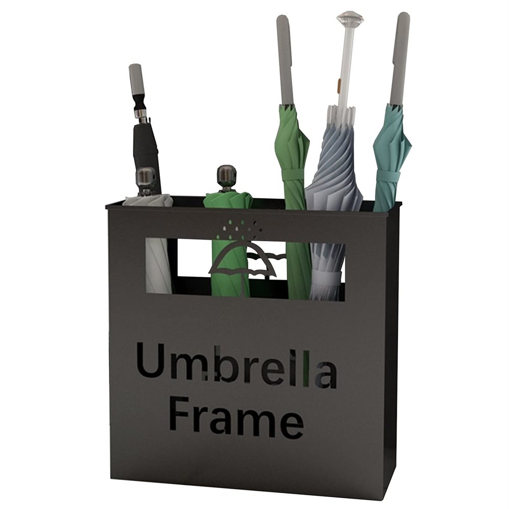 Umbrella Racks Large-Capacity Commercial Umbrella Stand Holder, Modern Umbrella Tube with Independent Drip Tray, Space-Saving Entrance Umbrella Basket (Color : Black, Size : 36x13x41cm)
