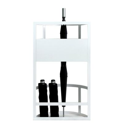 Umbrella Racks Iron Umbrella Stand Holder, Space-Saving Corner Umbrella Basket, Household and Commercial Cane Cue Umbrella Storage Bucket (Color : White, Size : 38x60cm)