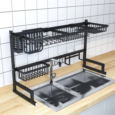 Dish Drying Rack And Drain Rack Above The Sink. Kitchen Dish Rack. Cutlery Rack. 2-layer Stainless Steel. Expandable Kitchen Organization. Space Saving. Black (33 40 Inches) DXY