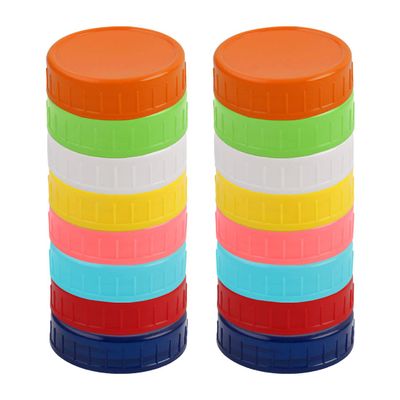 uxcell 16 Pcs Assorted Color Plastic Regular Mouth Mason Jar Lids Food Storage Caps for Mason Canning Ball Jars