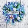 Artisan Turquoise and Cream Welcome to our happy place Beach, Coastal, Tropical Wreath Made with Beautiful High Quality Poly Deco Check Mesh view 2