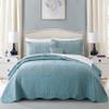 BYTIDE Quilt Bedspread Oversized Queen 4 Piece Bedding Set 110" x 120" Elegant Antique Classy Damask Embroidery with Scallop Edges, Ultra Soft Lightweight Coverlet, Forget Me Not view 1