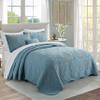 BYTIDE Quilt Bedspread Oversized Queen 4 Piece Bedding Set 110" x 120" Elegant Antique Classy Damask Embroidery with Scallop Edges, Ultra Soft Lightweight Coverlet, Forget Me Not view 2