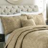 BYTIDE Quilt Bedspread Oversized King 4 Piece Bedding Set 120" x 120" Elegant Antique Classy Damask Embroidery with Scallop Edges, Ultra Soft Lightweight Coverlet, Brown view 4