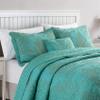 BYTIDE Quilt Bedspread Oversized Queen 4 Piece Bedding Set 110" x 120" Elegant Antique Classy Damask Embroidery with Scallop Edges, Ultra Soft Lightweight Coverlet, Teal view 4