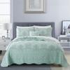 BYTIDE Quilt Bedspread Oversized King 4 Piece Bedding Set 120" x 120" Elegant Antique Classy Damask Embroidery with Scallop Edges, Ultra Soft Lightweight Coverlet, Blue view 1