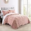BYTIDE Quilt Bedspread Oversized Queen 4 Piece Bedding Set 110" x 120" Elegant Antique Classy Damask Embroidery with Scallop Edges, Ultra Soft Lightweight Coverlet, Dusty Pink view 2