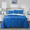 BYTIDE Quilt Bedspread Oversized King 4 Piece Bedding Set 120" x 120" Elegant Antique Classy Damask Embroidery with Scallop Edges, Ultra Soft Lightweight Coverlet, Royal Blue view 1