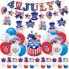 40Pcs Independence Day Party Supplies, 4th of July Party Supplies Patriotic American Flag Decorations Including Banner, Balloons,Hanging Swirl, Cake&Cupcake Topper for Veterans Day 4th of July view 1
