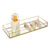 Feyarl Gold Clear Glass Vanity Tray Jewelry Trinket Rings Earrings Organizer Perfume Collection Display Decorative Tray Anti-Mirror Surface for Dressr Room Drawer Office Tabletop (9.84 x 3.93inch) view 1