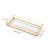 Feyarl Gold Clear Glass Vanity Tray Jewelry Trinket Rings Earrings Organizer Perfume Collection Display Decorative Tray Anti-Mirror Surface for Dressr Room Drawer Office Tabletop (9.84 x 3.93inch) view 2