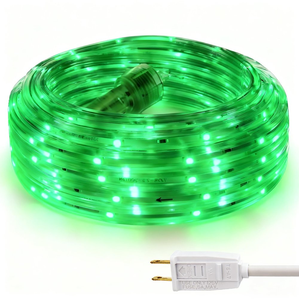 Areful Green Rope Lights, 16.4ft Waterproof LED Strip Light, Indoor Outdoor flexibe Decorative Lighting for Home Christmas Holiday Garden Patio Party