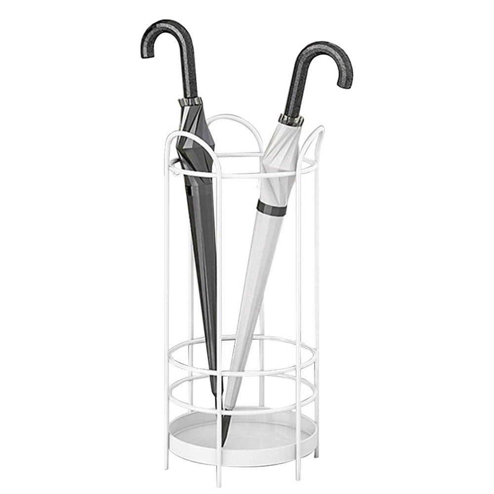 Umbrella Racks Iron Umbrella Stand Holder, Space-Saving Free-Standing Hollow Umbrella Bucket, Multifunctional Household Storage Bucket, White