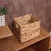 Rectangular Woven Water Hyacinth Storage Baskets with inside Handle for Shelves Bathroom Kitchen Office Desk (Style A) view 2