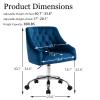 ANOUR Velvet Office Chairs,Modern Cute Home Office Desk Chairs with Wheels,Swivel Adjustable Task Armchairs,Vanity Chairs for Bedroom,Study Room,Office(Blue) view 3