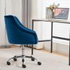 ANOUR Velvet Office Chairs,Modern Cute Home Office Desk Chairs with Wheels,Swivel Adjustable Task Armchairs,Vanity Chairs for Bedroom,Study Room,Office(Blue) view 4