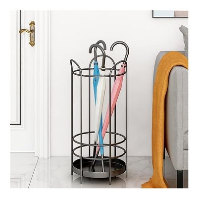 Umbrella Racks Metal Umbrella Stand Holder, Modern Minimalist Umbrella Bucket, Entrance Decorative Umbrella Stand Holder with Hook and drip Tray (Color : Black)