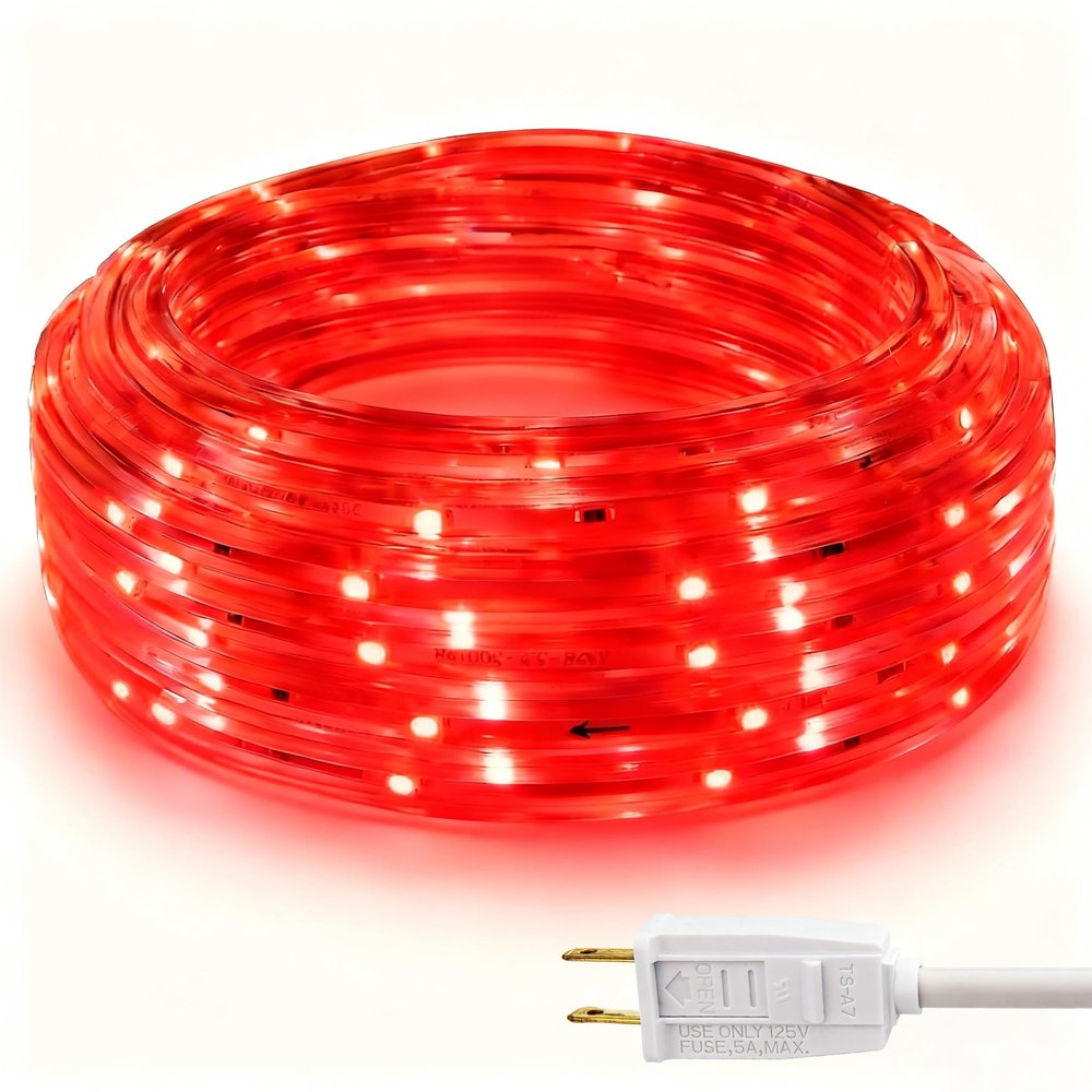 Areful Red Rope Lights, 16.4ft Waterproof Strip Light, Indoor Outdoor Decorative Lighting for Home Christmas Holiday Garden Patio Party