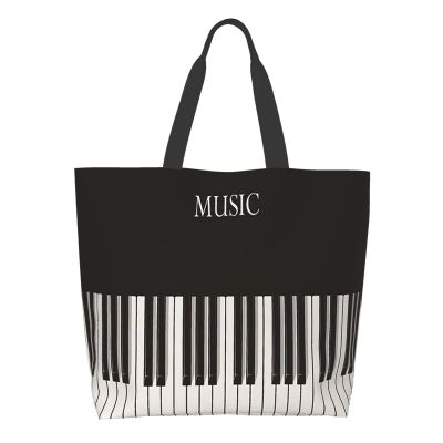 Famame Piano Keyboard Music Keys Canvas Tote Bag Large Women Casual Shoulder Bag Handbag Reusable Multipurpose Shopping Grocery Bag For Outdoor