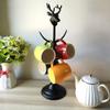Black Wrought Iron Deer Head Coffee Mug Holder with 4 Hooks, Kitchen Accessories Storage Coffee Tea Cup Organizer Hanger Holder Cup Dryer view 2