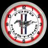 16" Ford Mustang White Sign Red Neon Clock Shelby Roush Saleen view 1