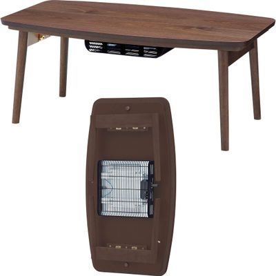 AZUMAYA Folding Legs Kotatsu Heater Table W36xD20xH14.5 Inches Natural Wooden Material Walnut Brown Color Electric AC110/120-Voltage 400-Watt for USA and Canada Home Living Protoya OEM ELFI120WAL