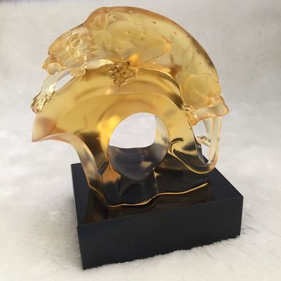 Amore Jewell Leopard with Base - Liuli Crystal Glass (Coloured Glaze Crystal) FengShui Ornament Home Office Decoration Birthday giftl- ()