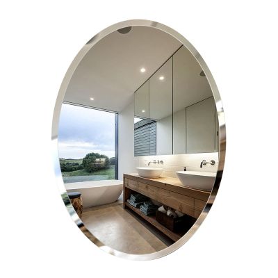 Albett Oval Beveled Polished Frameless Wall Mirror for Bathroom, Vanity, Bedroom (24" W x 31.5" H Oval)